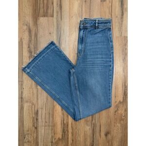 We The Free Flare Jeans Womens 26 High Rise Raw Hem Boho Denim